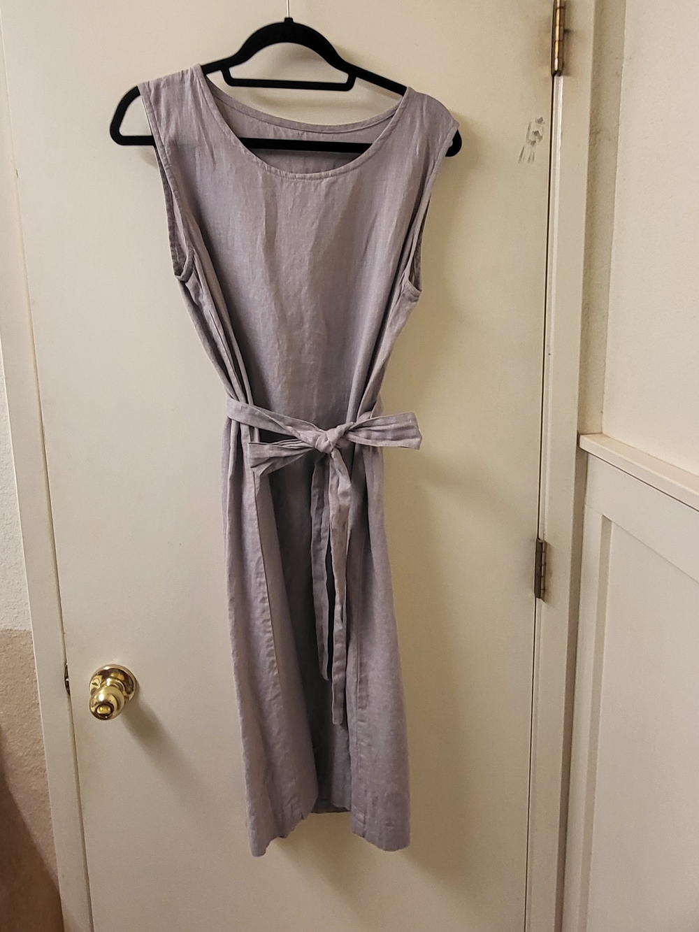 Len.OK Linen Sleeveless Tie-Waist Midi Dress, EUC